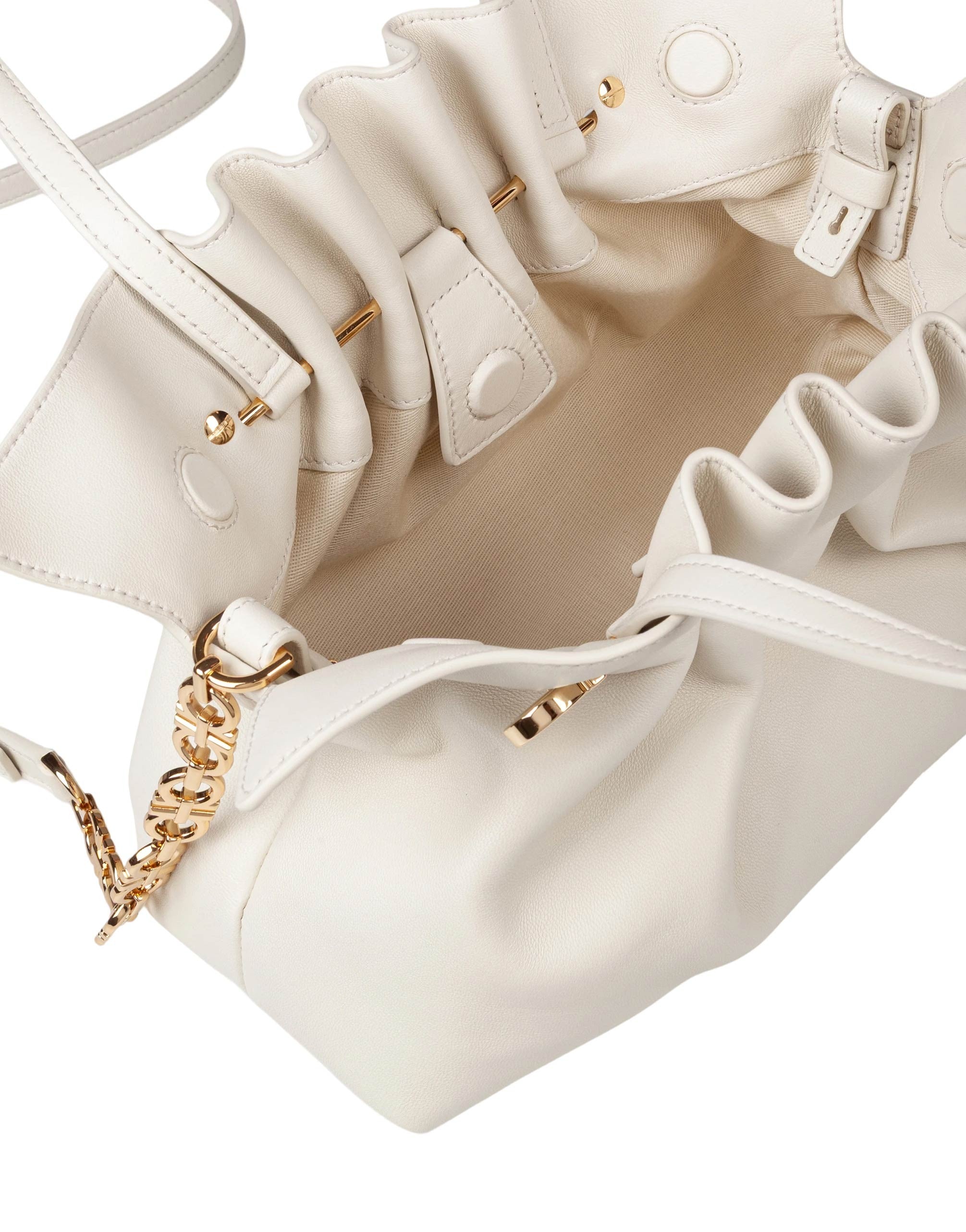 FERRAGAMO BORSA A SPALLA SOFT BAG S IN NAPPA COLORE MASCARPONE