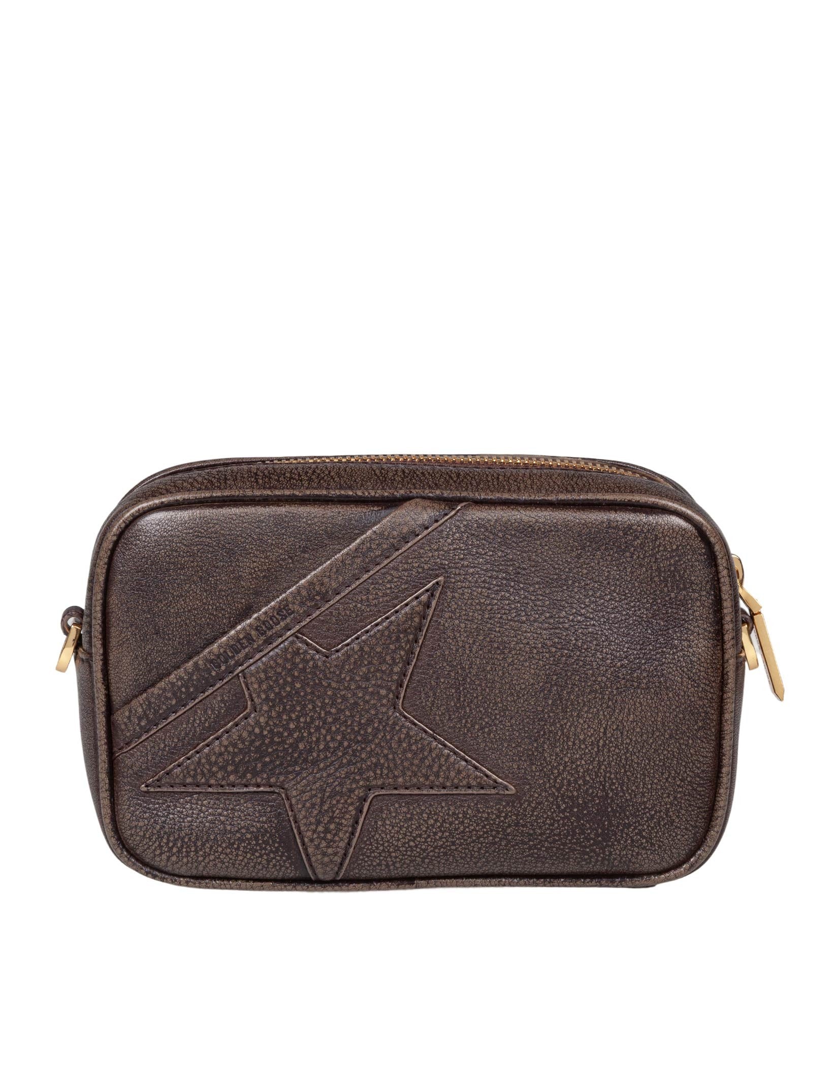 GOLDEN GOOSE MINI STAR LEATHER BAG, BROWN