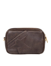 GOLDEN GOOSE MINI STAR LEATHER BAG, BROWN