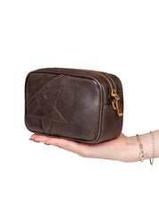 GOLDEN GOOSE MINI STAR LEATHER BAG, BROWN