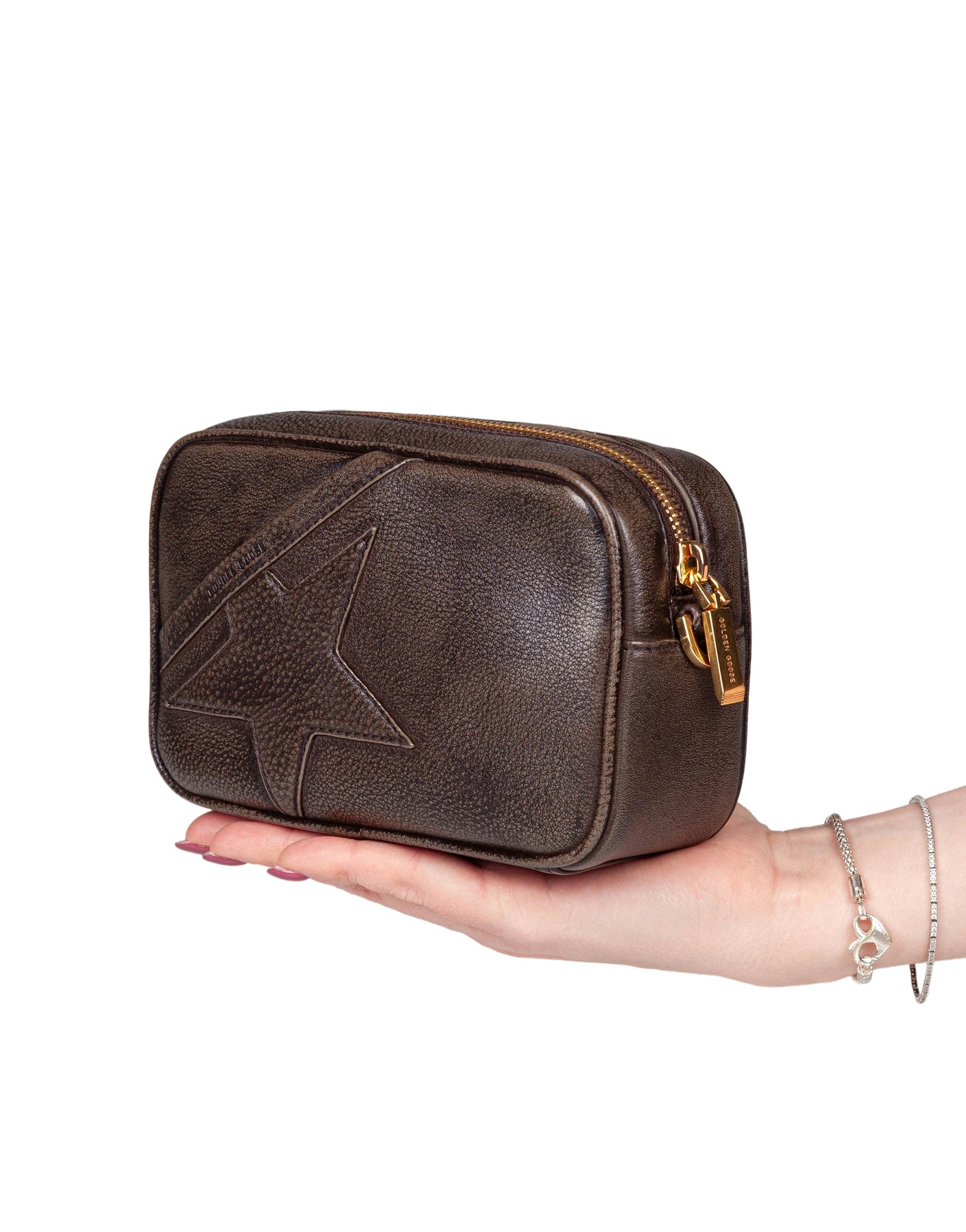 GOLDEN GOOSE MINI STAR LEATHER BAG, BROWN
