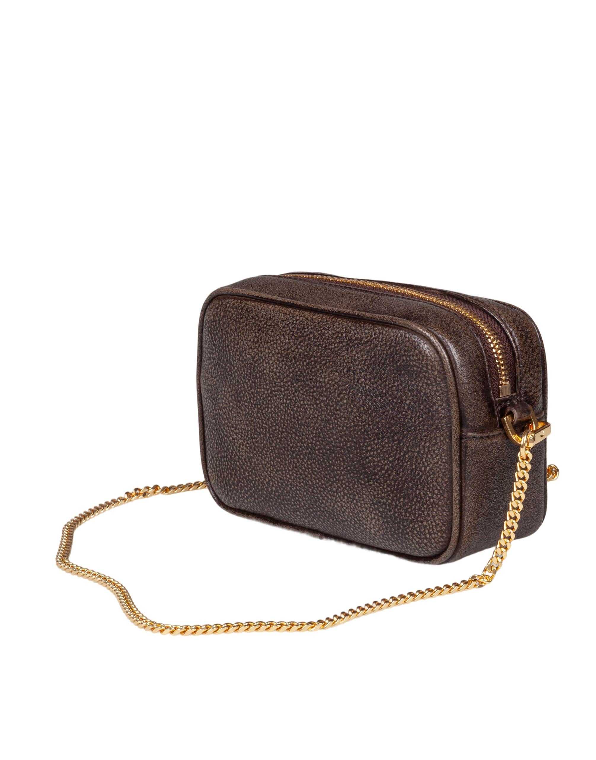 GOLDEN GOOSE MINI STAR LEATHER BAG, BROWN