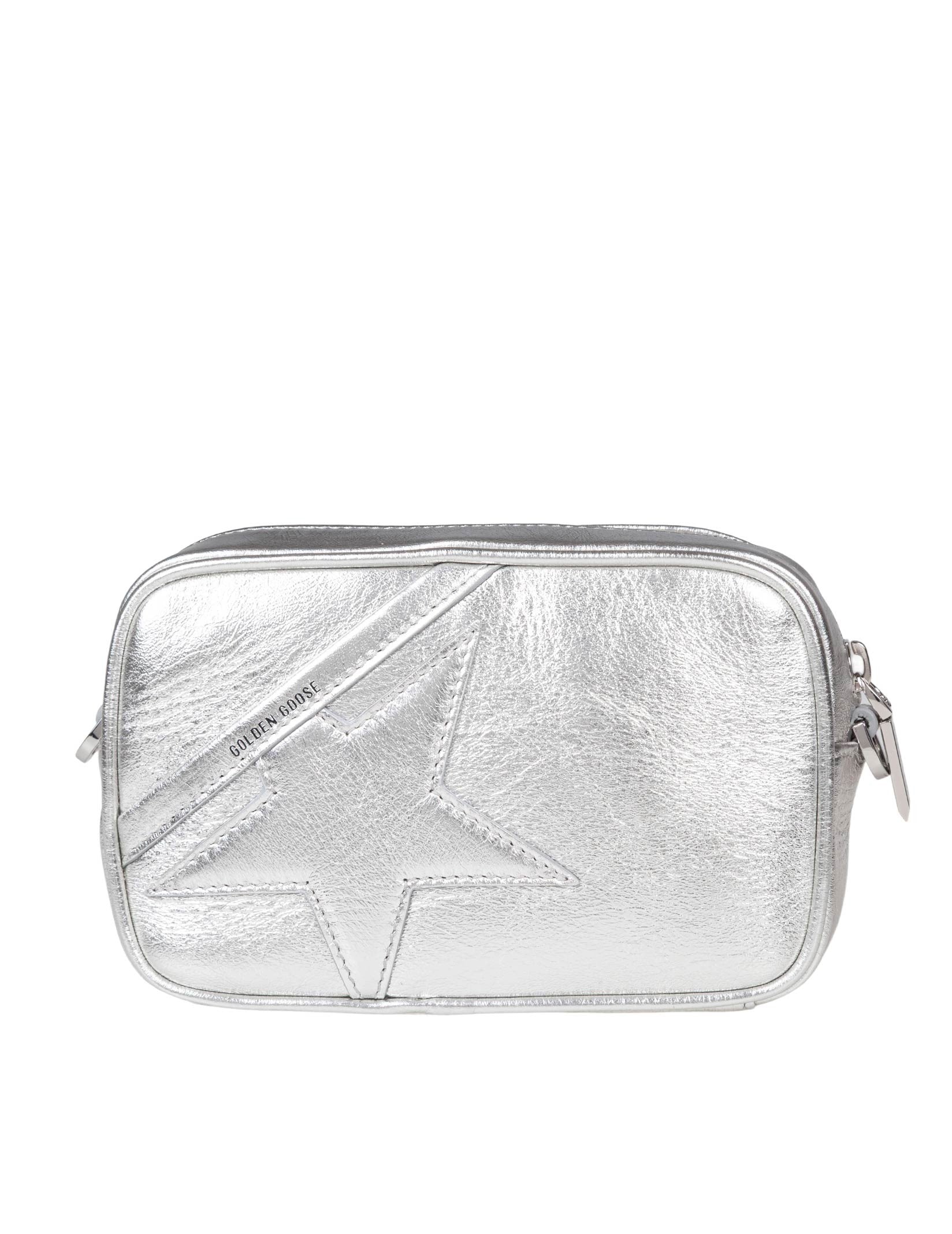 GOLDEN GOOSE BORSA MINI STAR IN PELLE COLORE ARGENTO