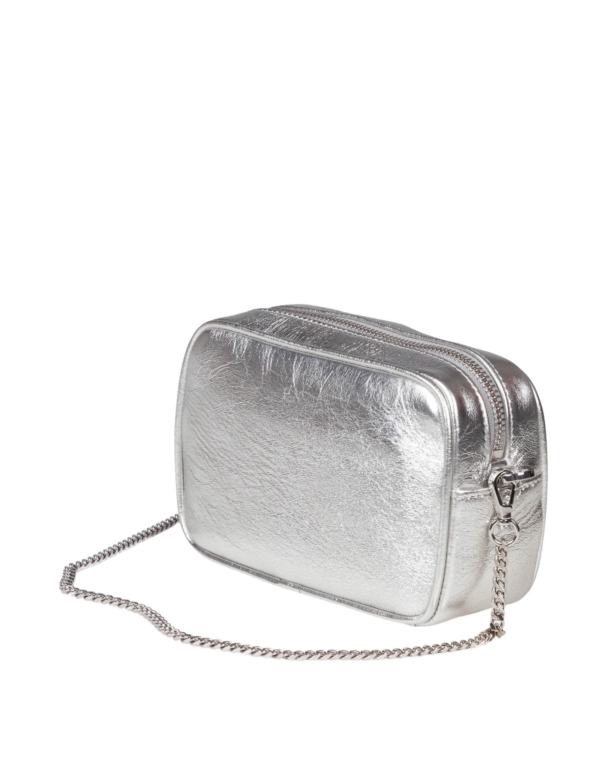 GOLDEN GOOSE BORSA MINI STAR IN PELLE COLORE ARGENTO