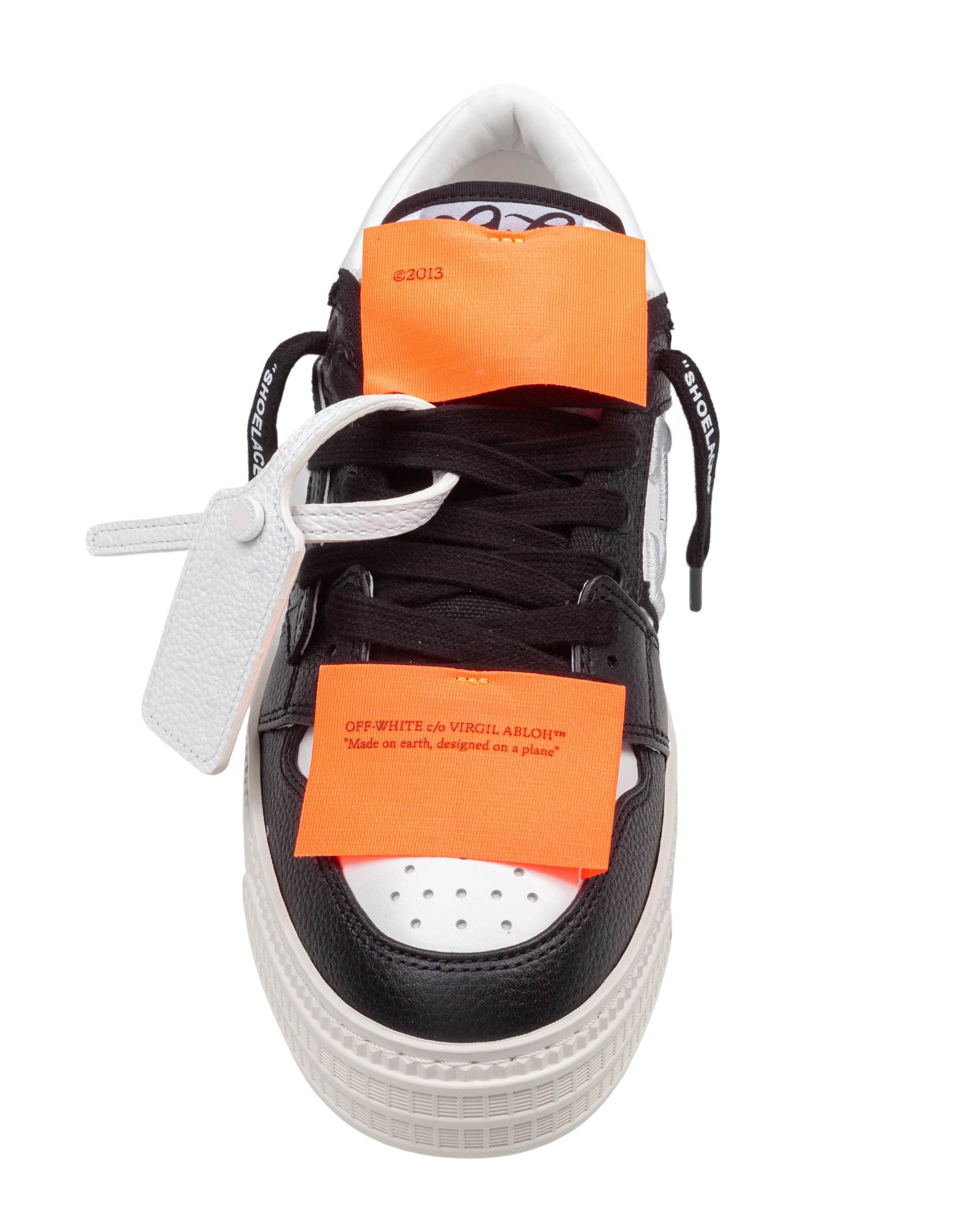 OFF WHITE 3.0 LOW-TOP LEATHER SNEAKERS IN BLACK AND WHITE