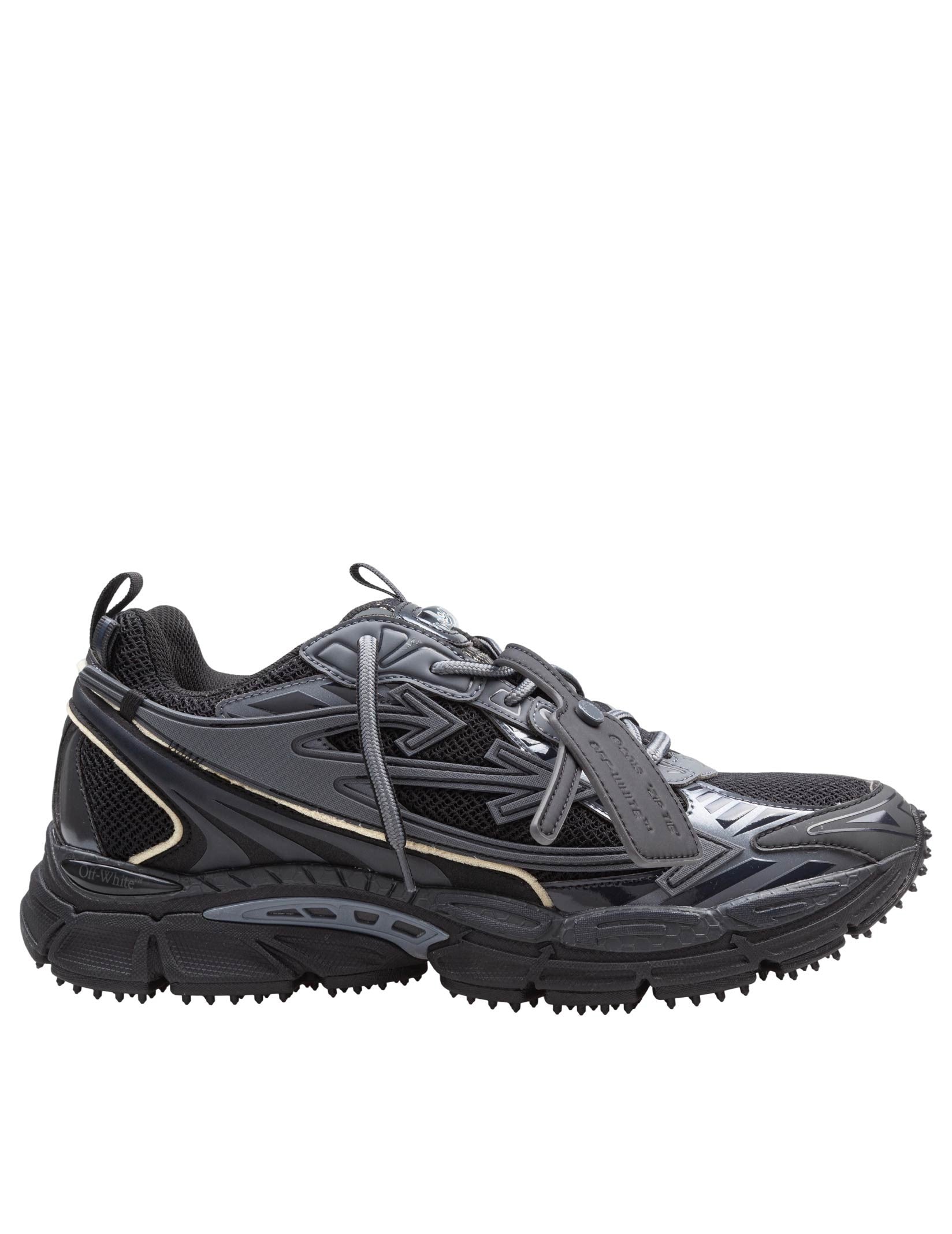 OFF WHITE BE RIGHT MESH AND LEATHER SNEAKERS IN BLACK
