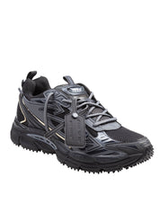 OFF WHITE BE RIGHT MESH AND LEATHER SNEAKERS IN BLACK