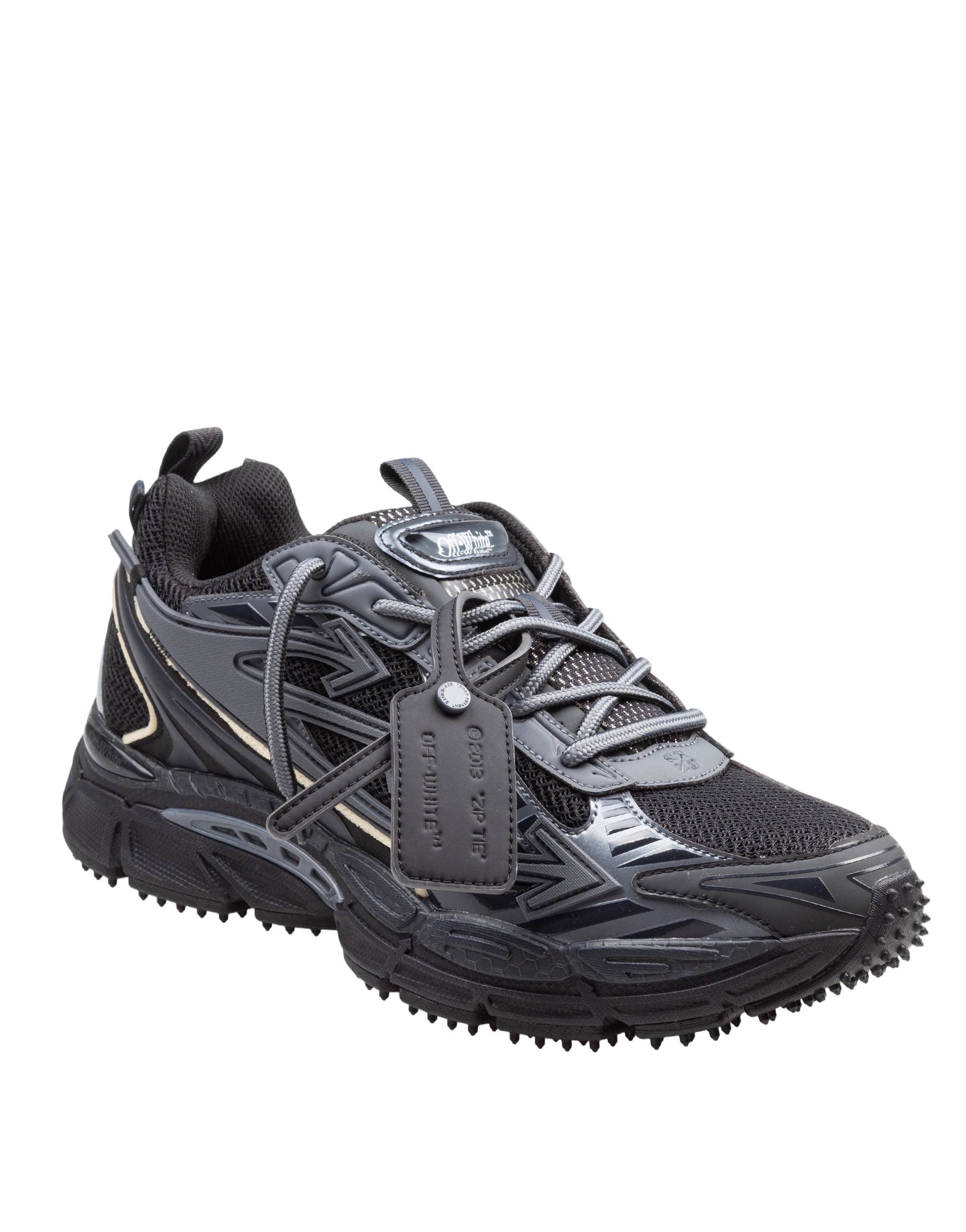 OFF WHITE BE RIGHT MESH AND LEATHER SNEAKERS IN BLACK