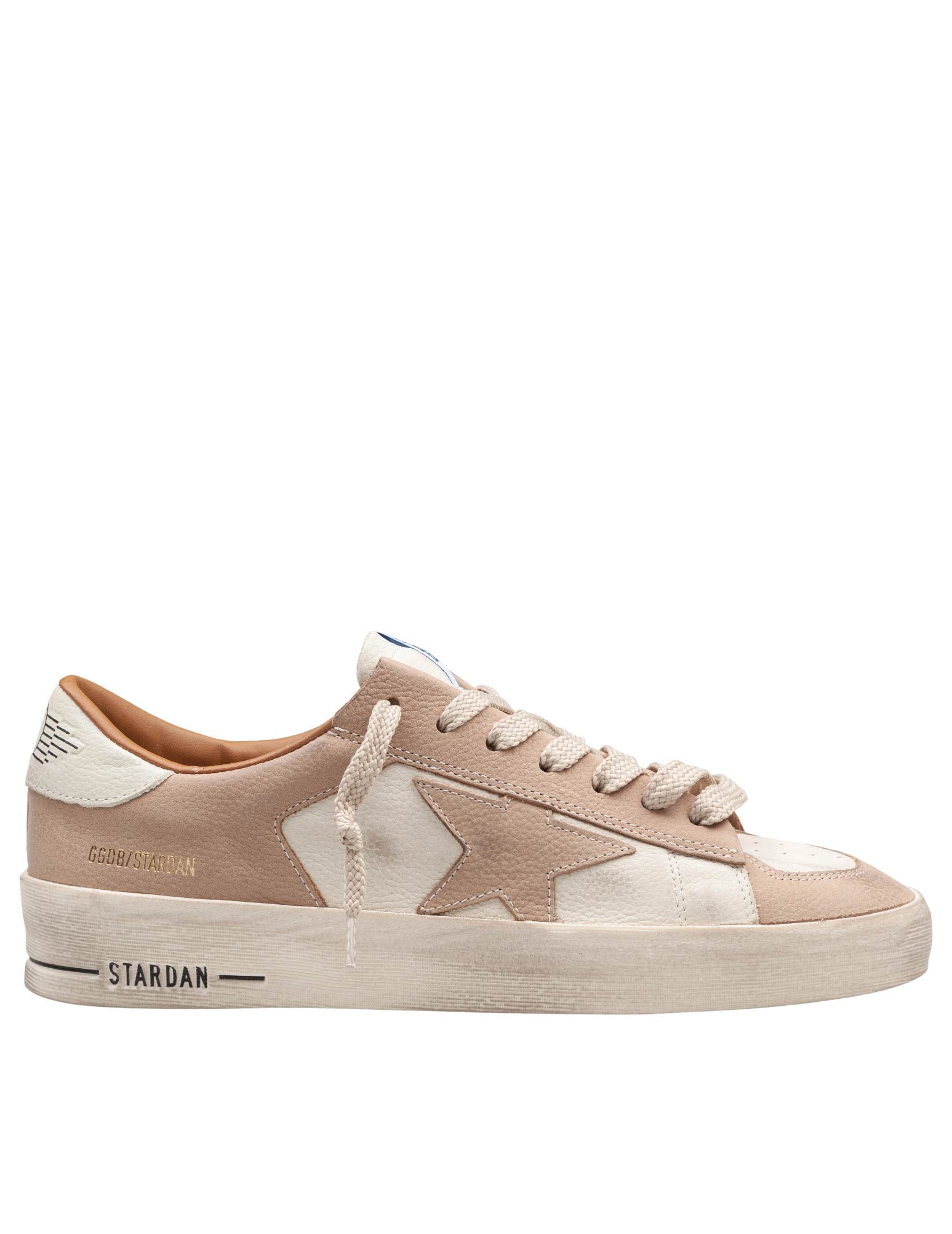 GOLDEN SNEAKERS GOOSE STARDAN IN PELLE COLORE BEIGE E BIANCO SPORCO