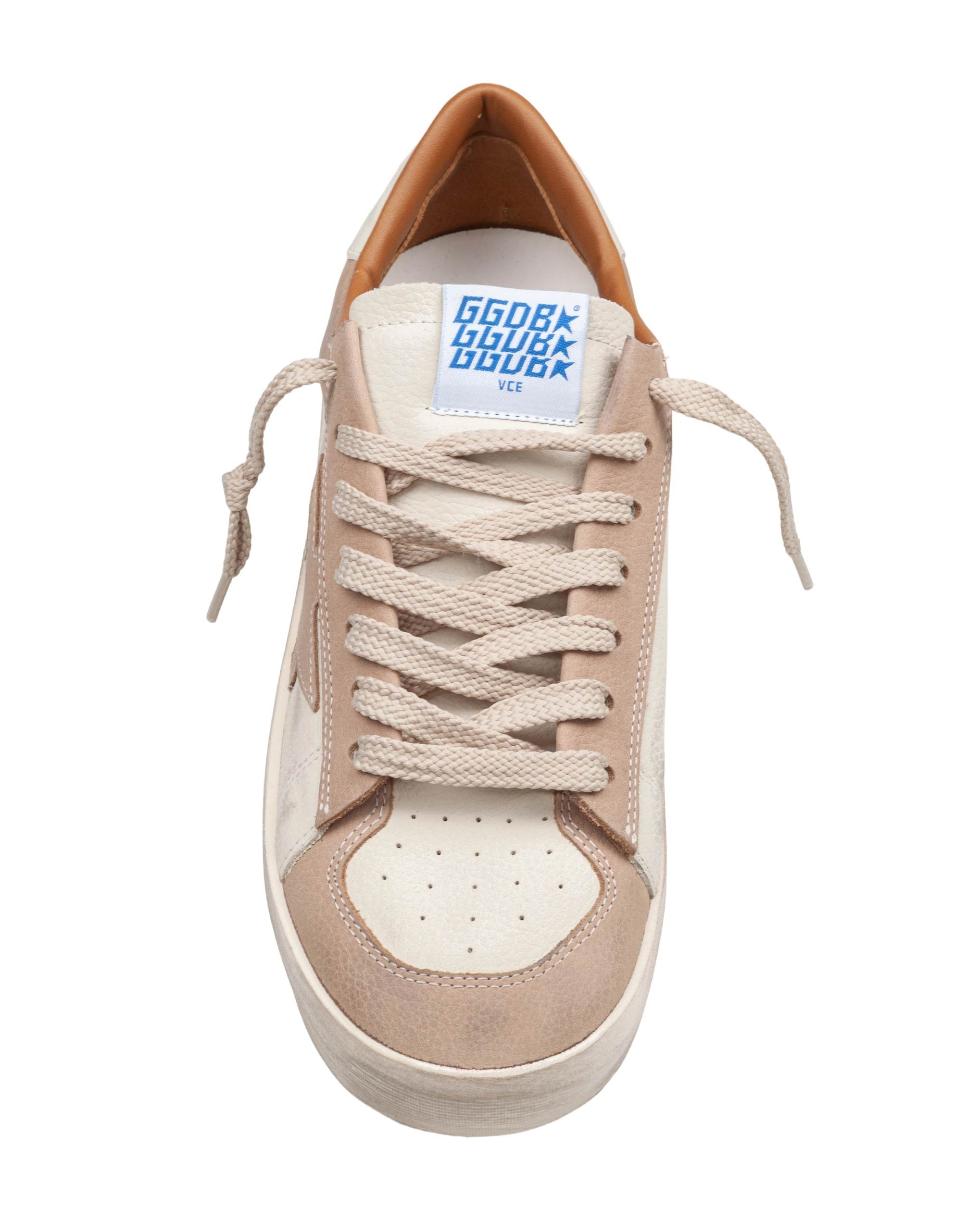 GOLDEN SNEAKERS GOOSE STARDAN IN PELLE COLORE BEIGE E BIANCO SPORCO