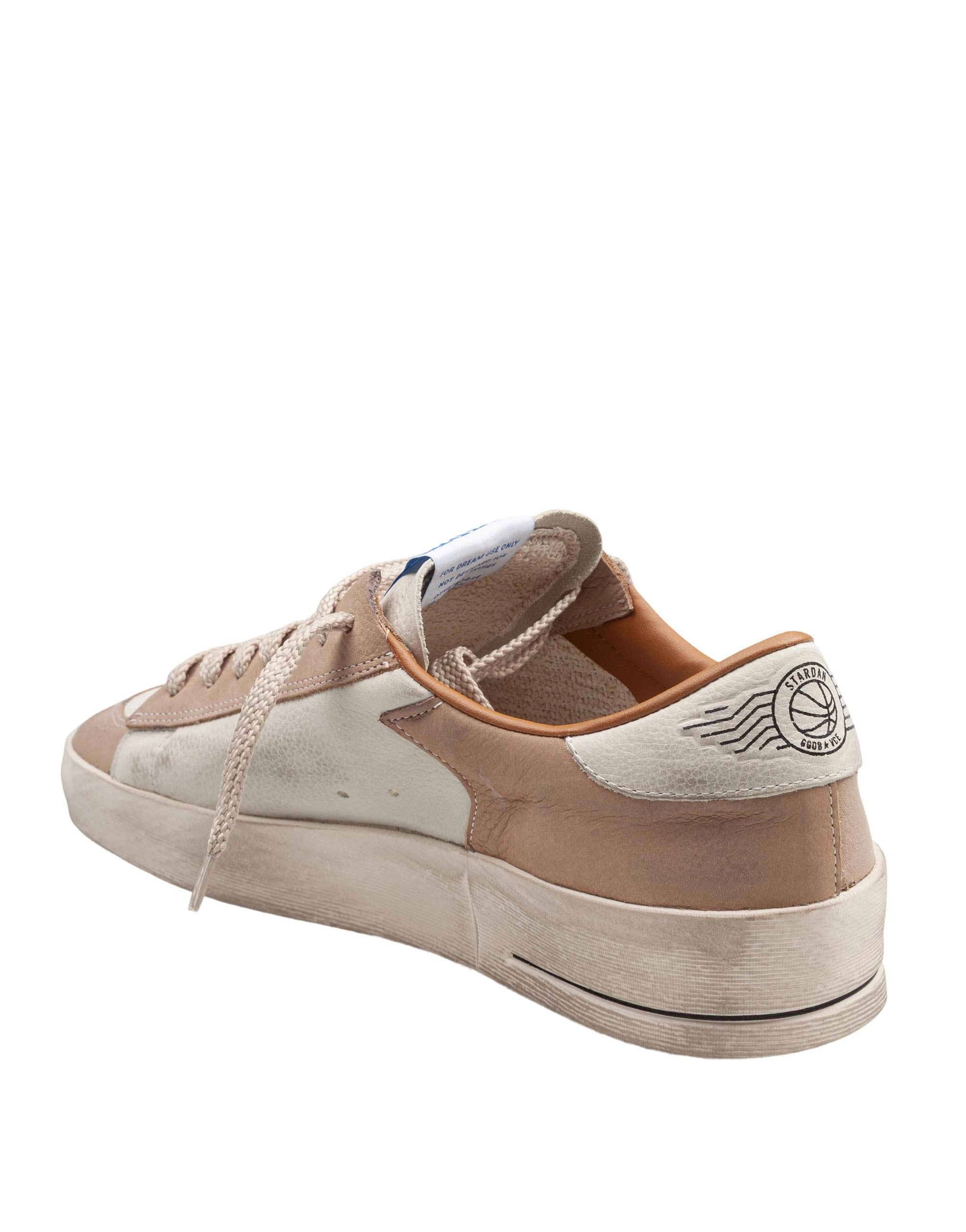 GOLDEN SNEAKERS GOOSE STARDAN IN PELLE COLORE BEIGE E BIANCO SPORCO