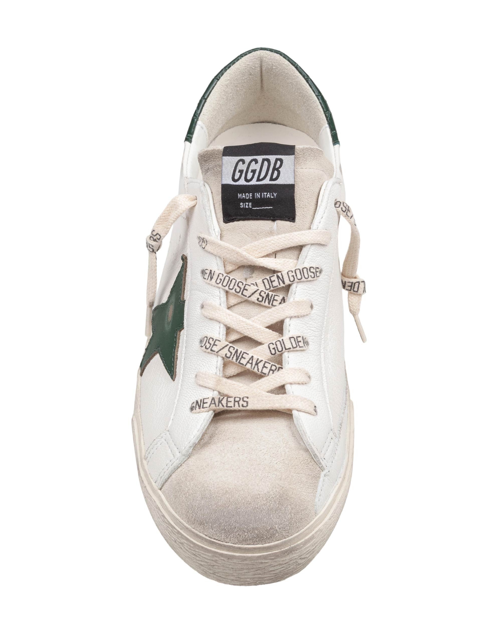 GOLDEN GOOSE SNEAKERS SUPER STAR IN PELLE E CAMOSCIO COLORE BIANCO E VERDE