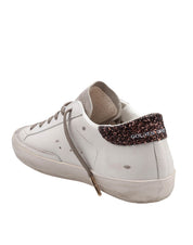 GOLDEN GOOSE SUPER STAR LEATHER AND SUEDE SNEAKERS IN MILK AND BROWN