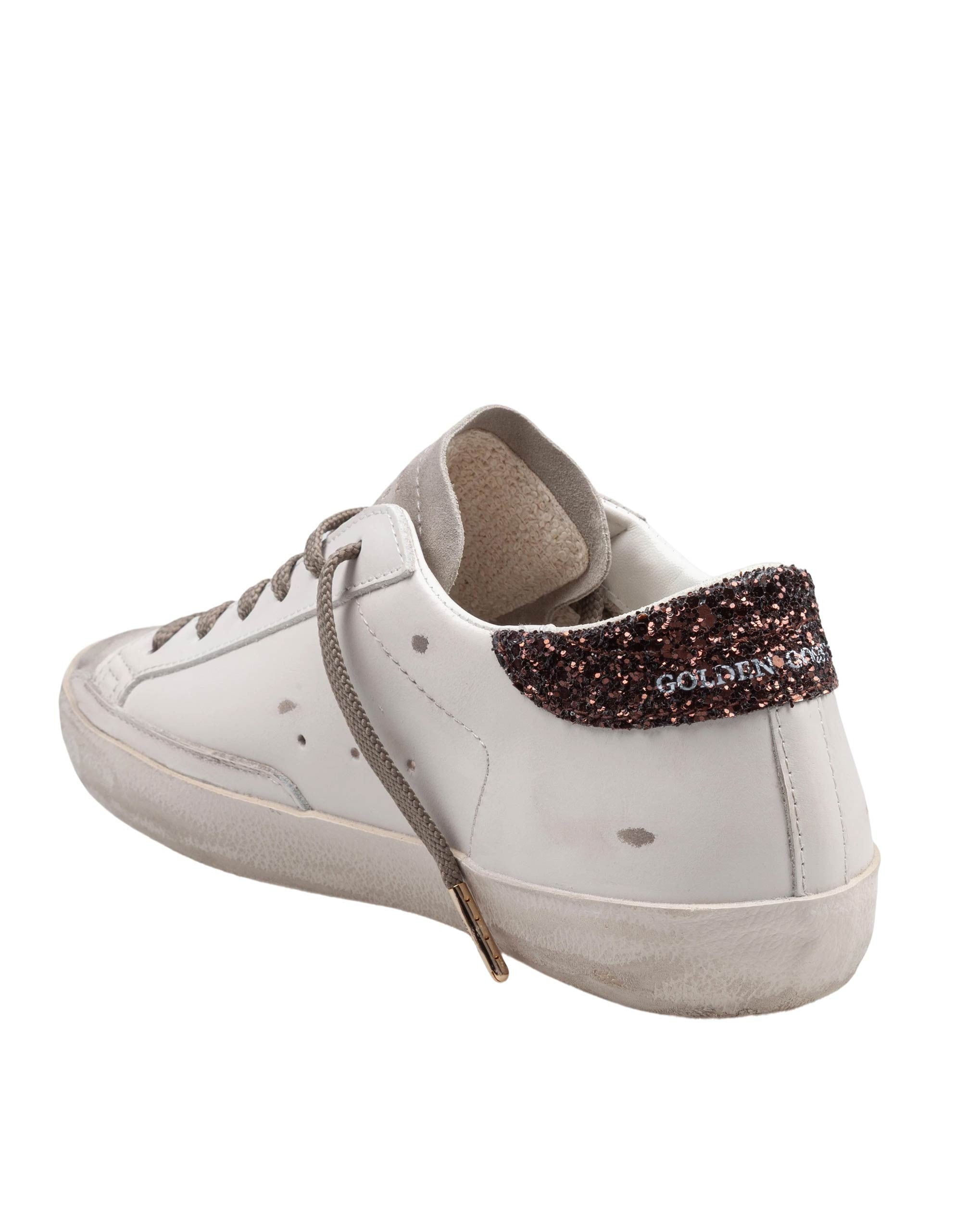 GOLDEN GOOSE SUPER STAR LEATHER AND SUEDE SNEAKERS IN MILK AND BROWN