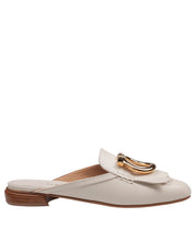 FERRAGAMO MULES IN PELLE CON MAXI FIBBIA GANCINI
