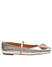 FERRAGAMO NEW VARA BALLERINA FLATS IN LAMINATED NAPPA