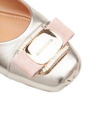 FERRAGAMO NEW VARA BALLERINA FLATS IN LAMINATED NAPPA