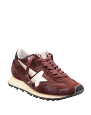 GOLDEN GOOSE SNEAKERS RUNNING MARATHON IN SATIN E SUEDE COLORE MARRONE