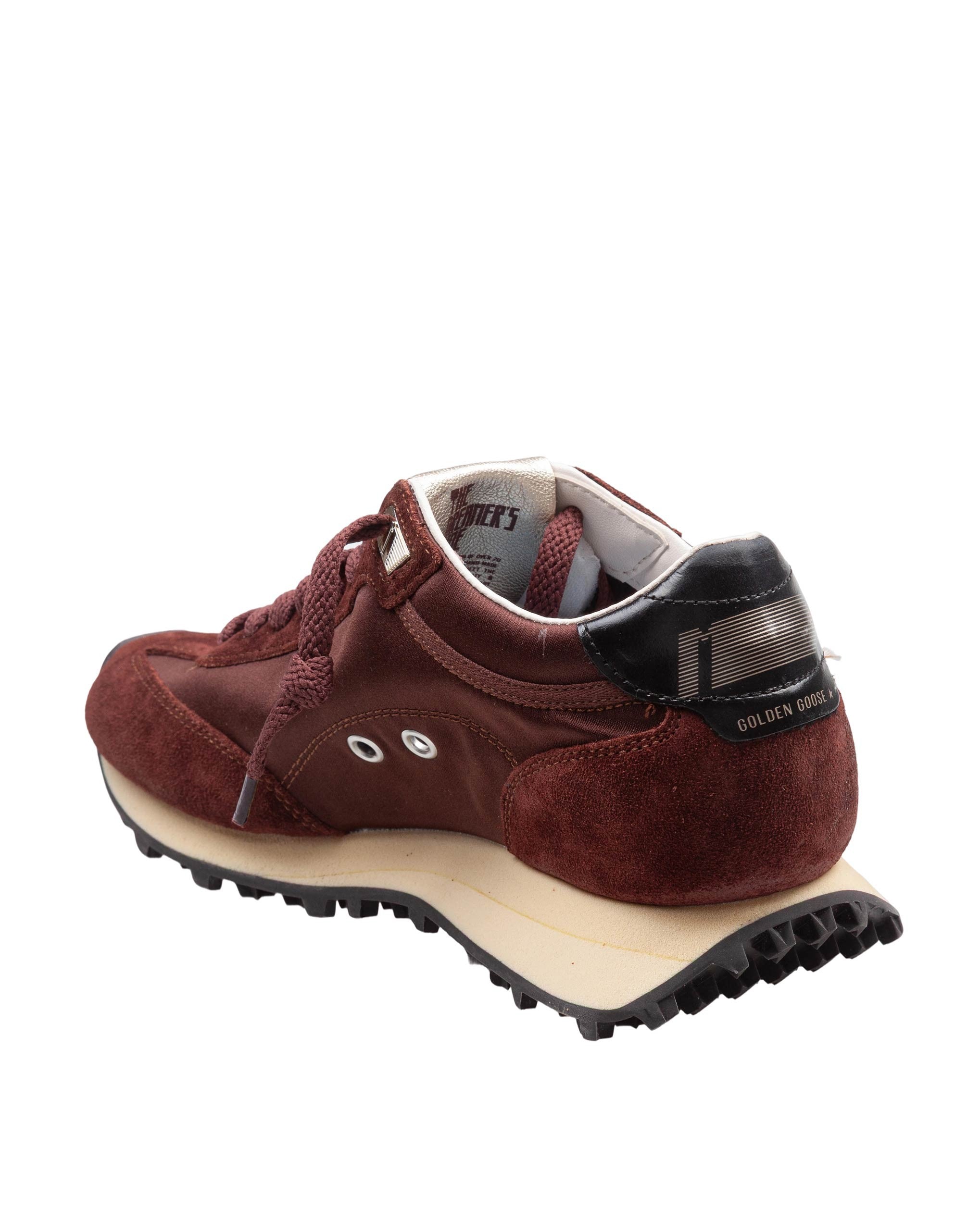 GOLDEN GOOSE SNEAKERS RUNNING MARATHON IN SATIN E SUEDE COLORE MARRONE