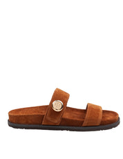 TORY BURCH ROMY SPORT SLIDE IN BROWN SUEDE