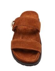 TORY BURCH ROMY SPORT SLIDE IN BROWN SUEDE
