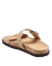 TORY BURCH ROMY SPORT SUEDE SLIDE, SAND COLOR