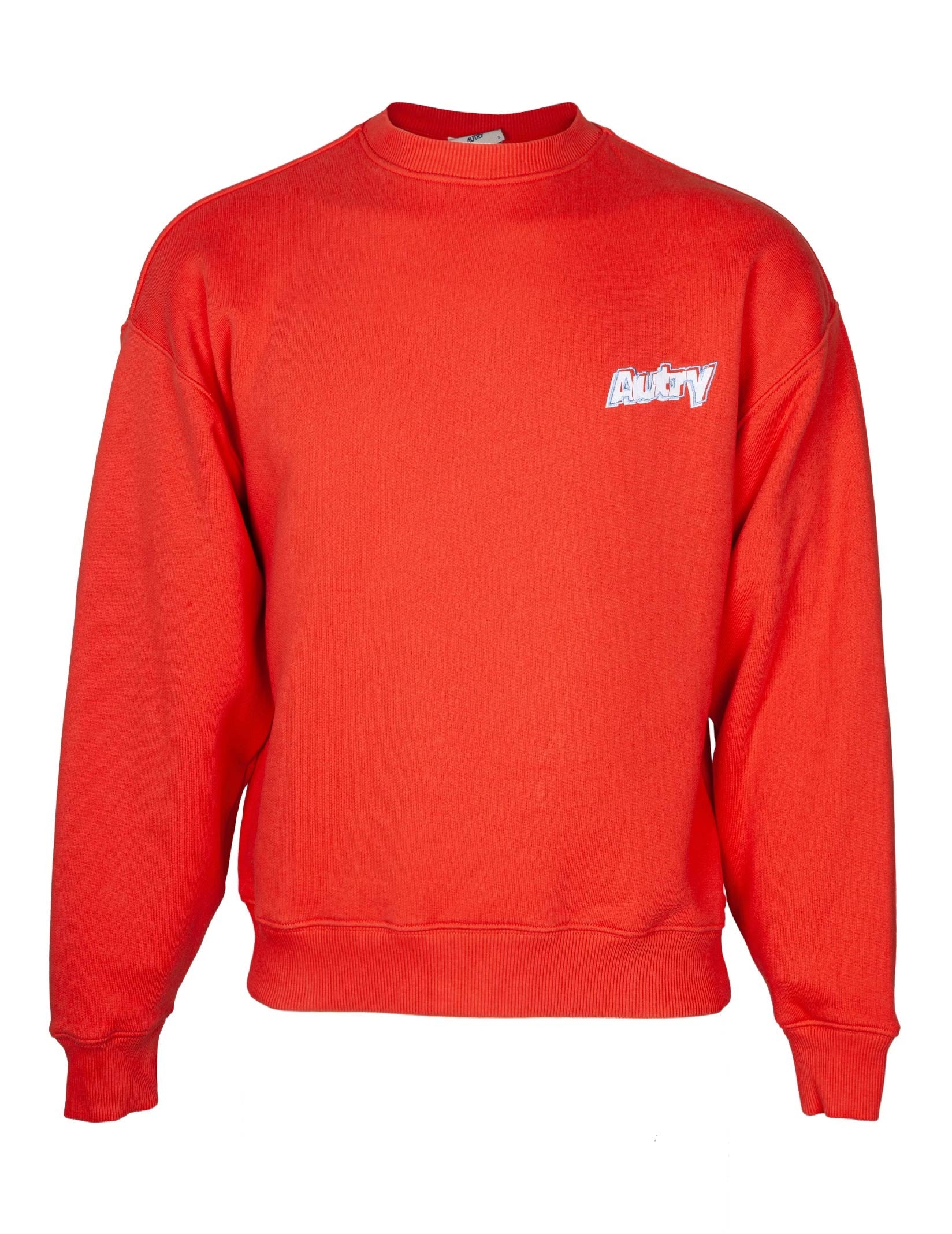 AUTRY COTTON SWEATSHIRT WITH LOGO, LOBSTER COLOR