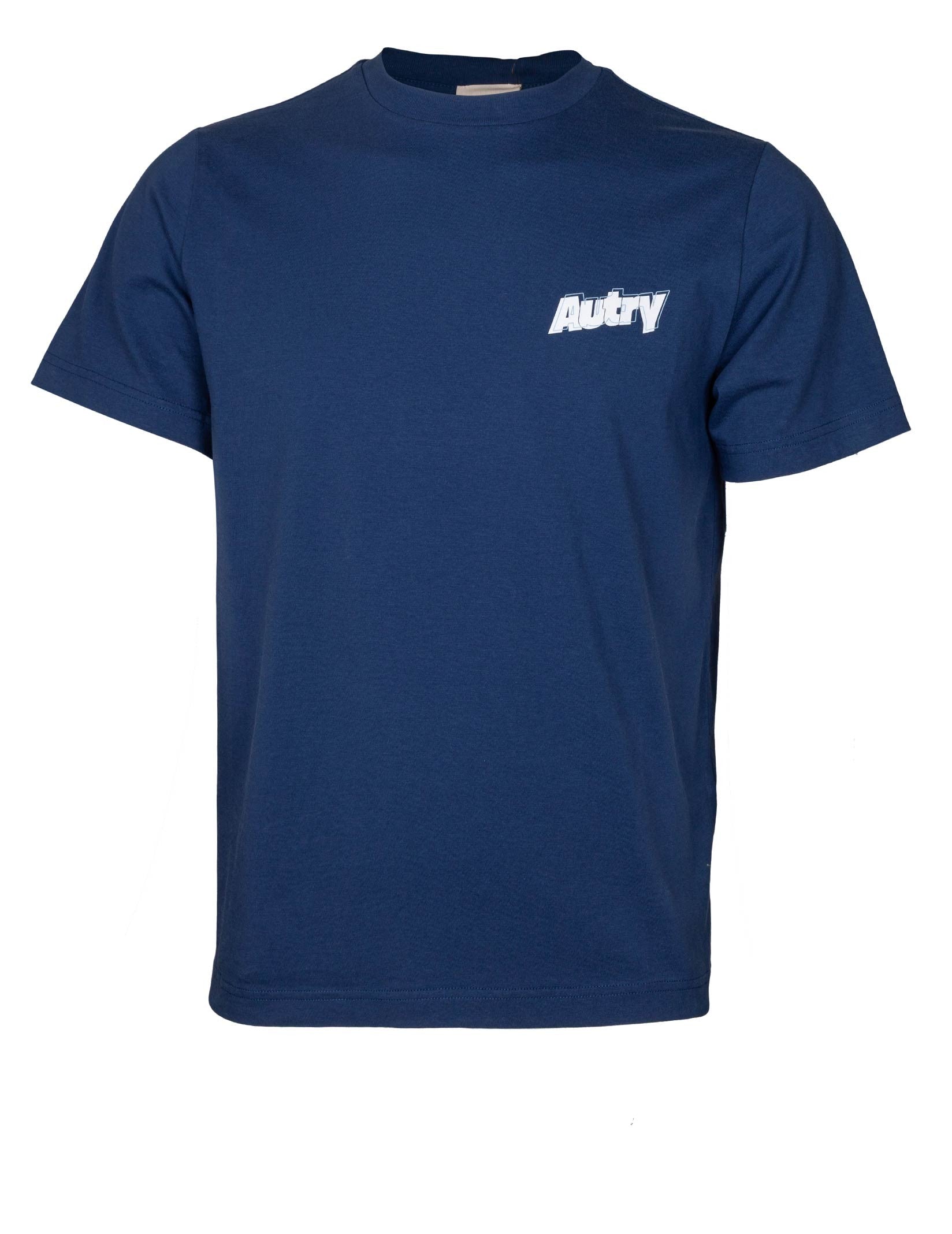 AUTRY T-SHIRT IN COTONE BLU CON LOGO LATERALE
