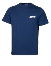 AUTRY T-SHIRT IN COTONE BLU CON LOGO LATERALE