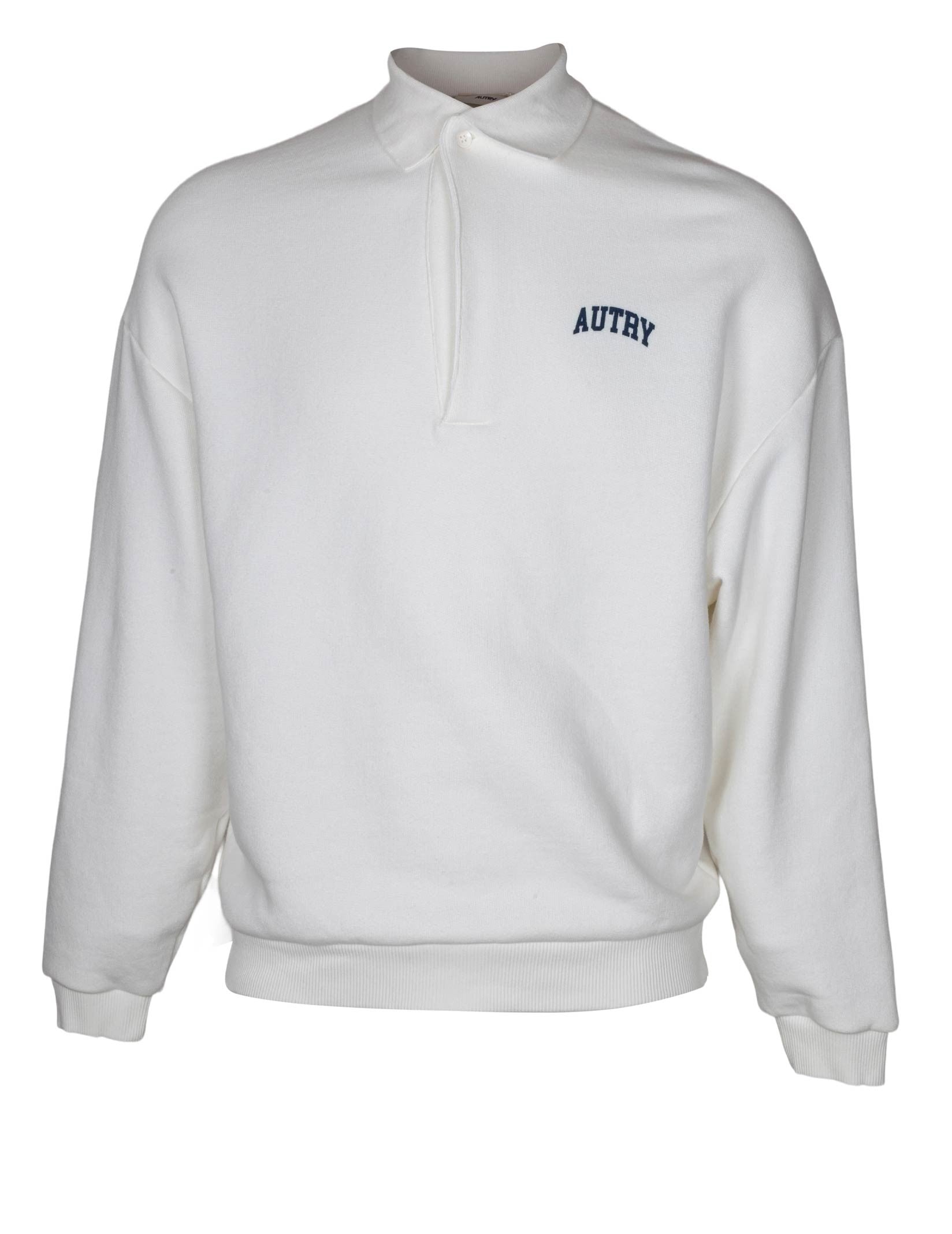 AUTRY COTTON POLO SWEATSHIRT, WHITE