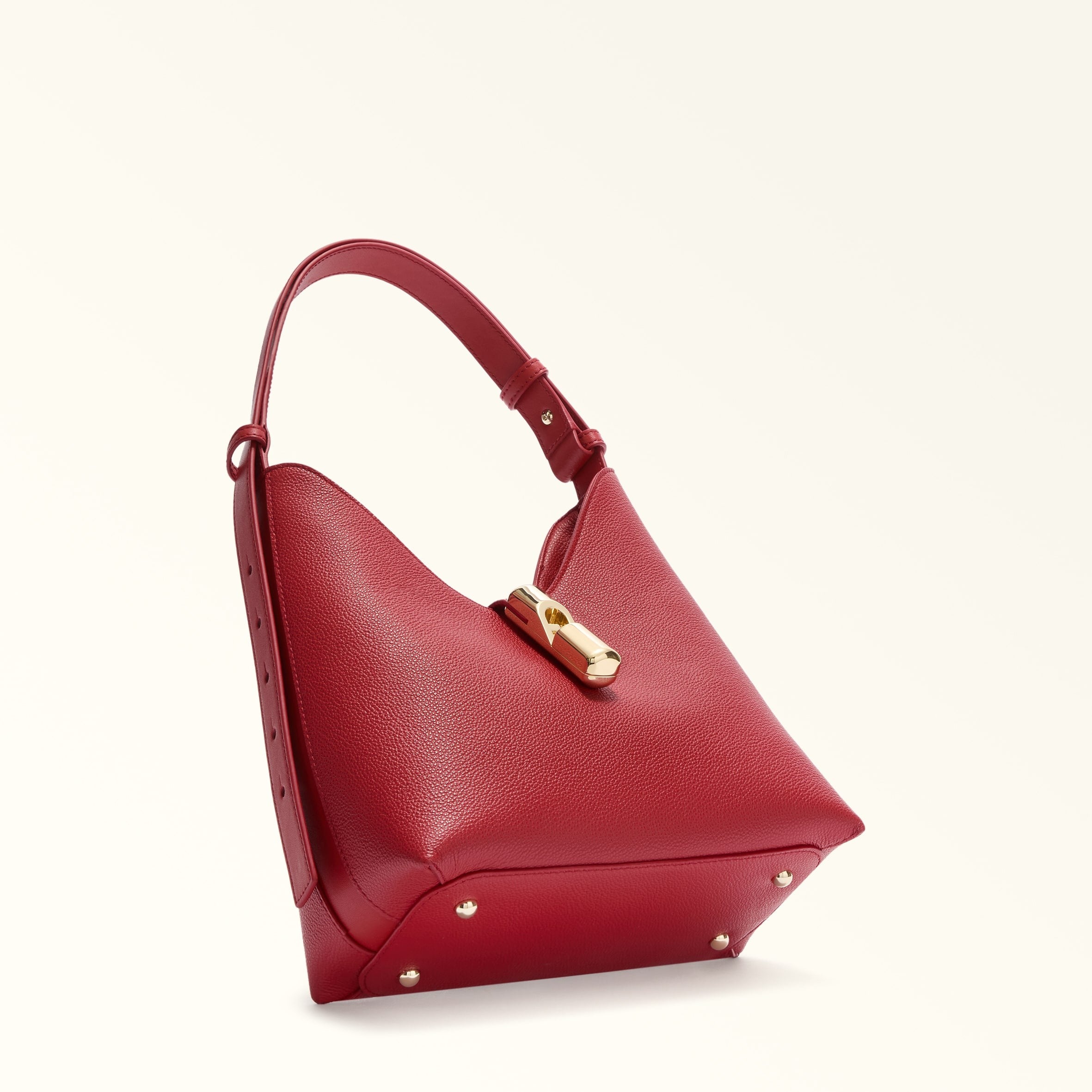FURLA RED LEATHER HOBO GOCCIA S BAG