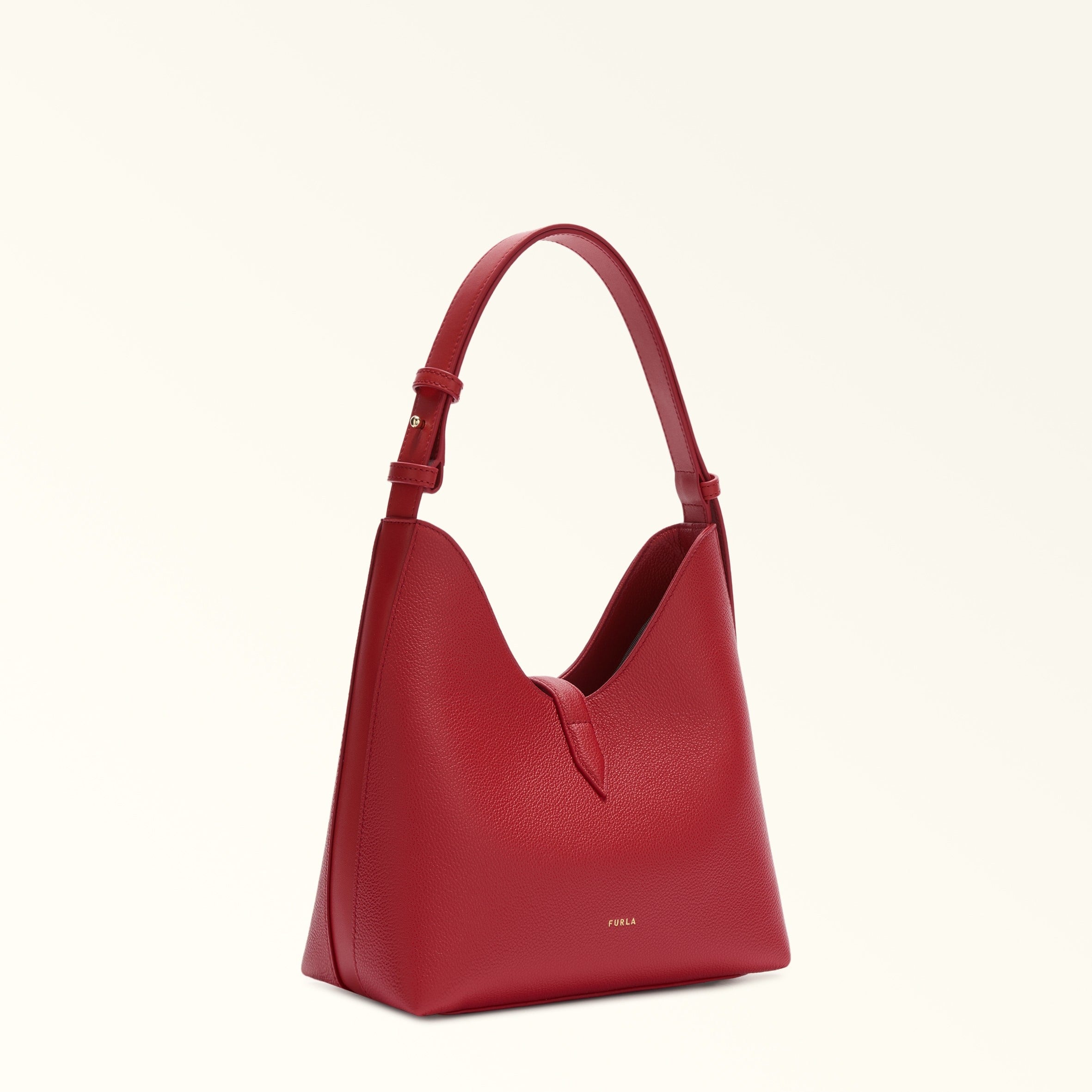 FURLA RED LEATHER HOBO GOCCIA S BAG