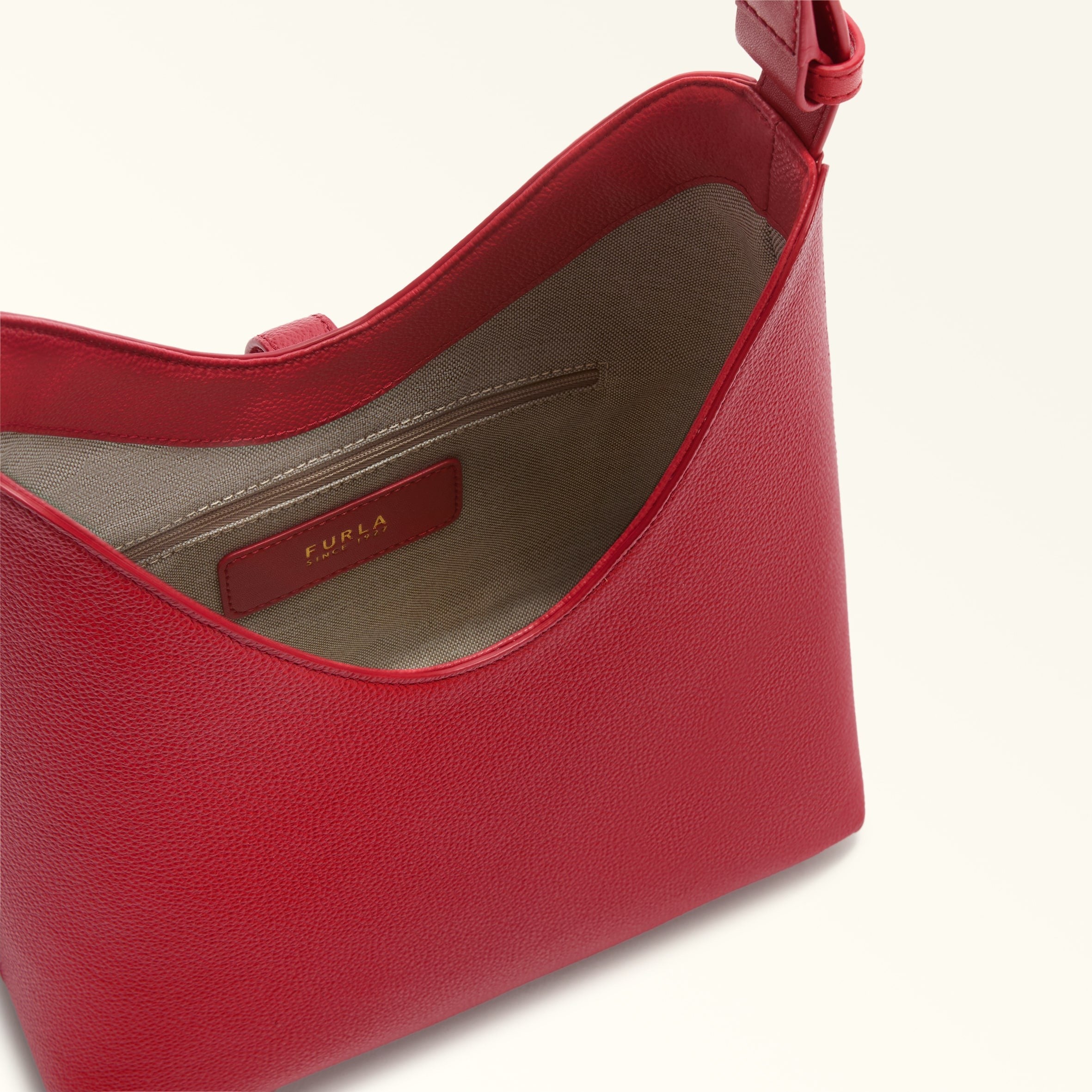 FURLA RED LEATHER HOBO GOCCIA S BAG