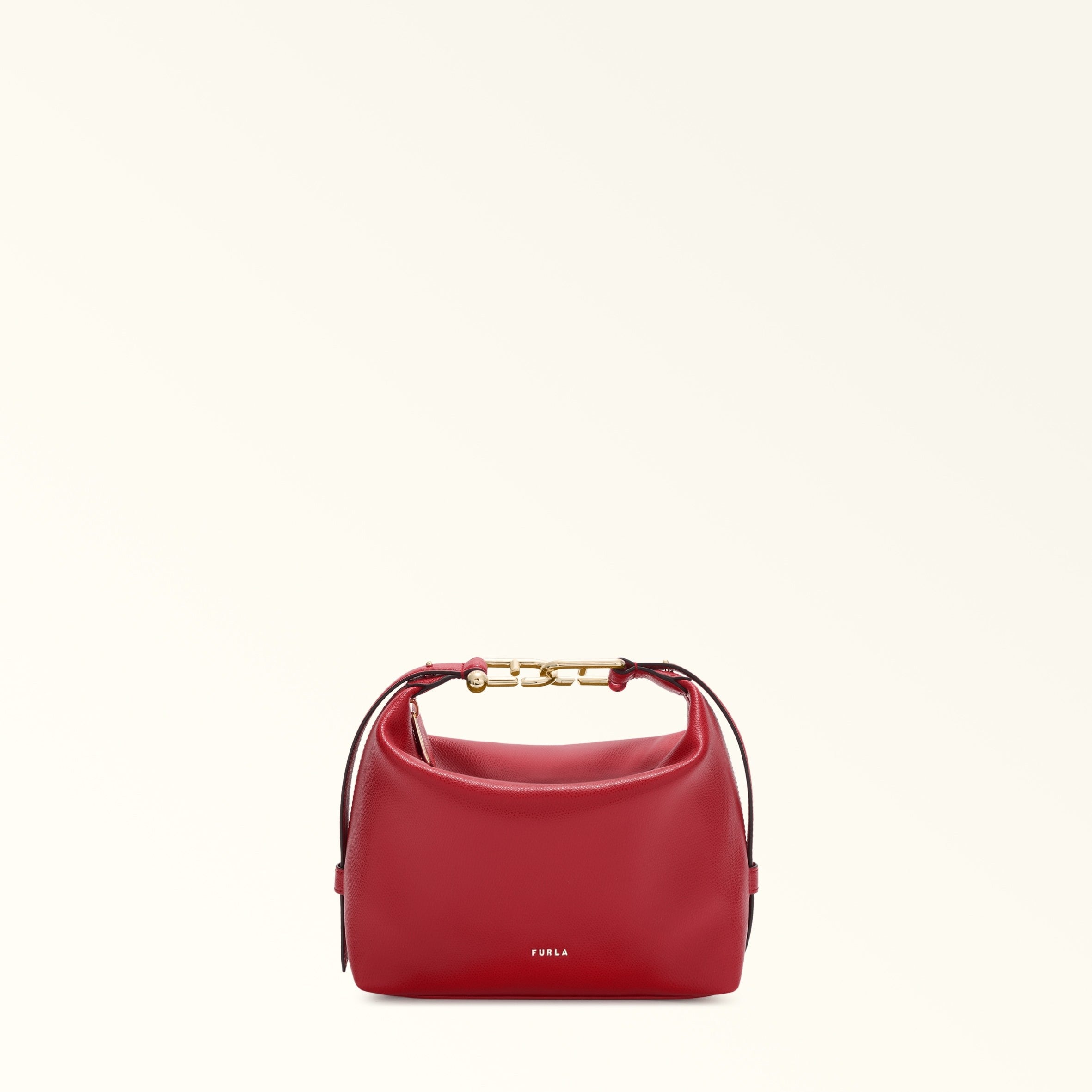 FURLA TONIE MINI HOBO BAG IN RED LEATHER