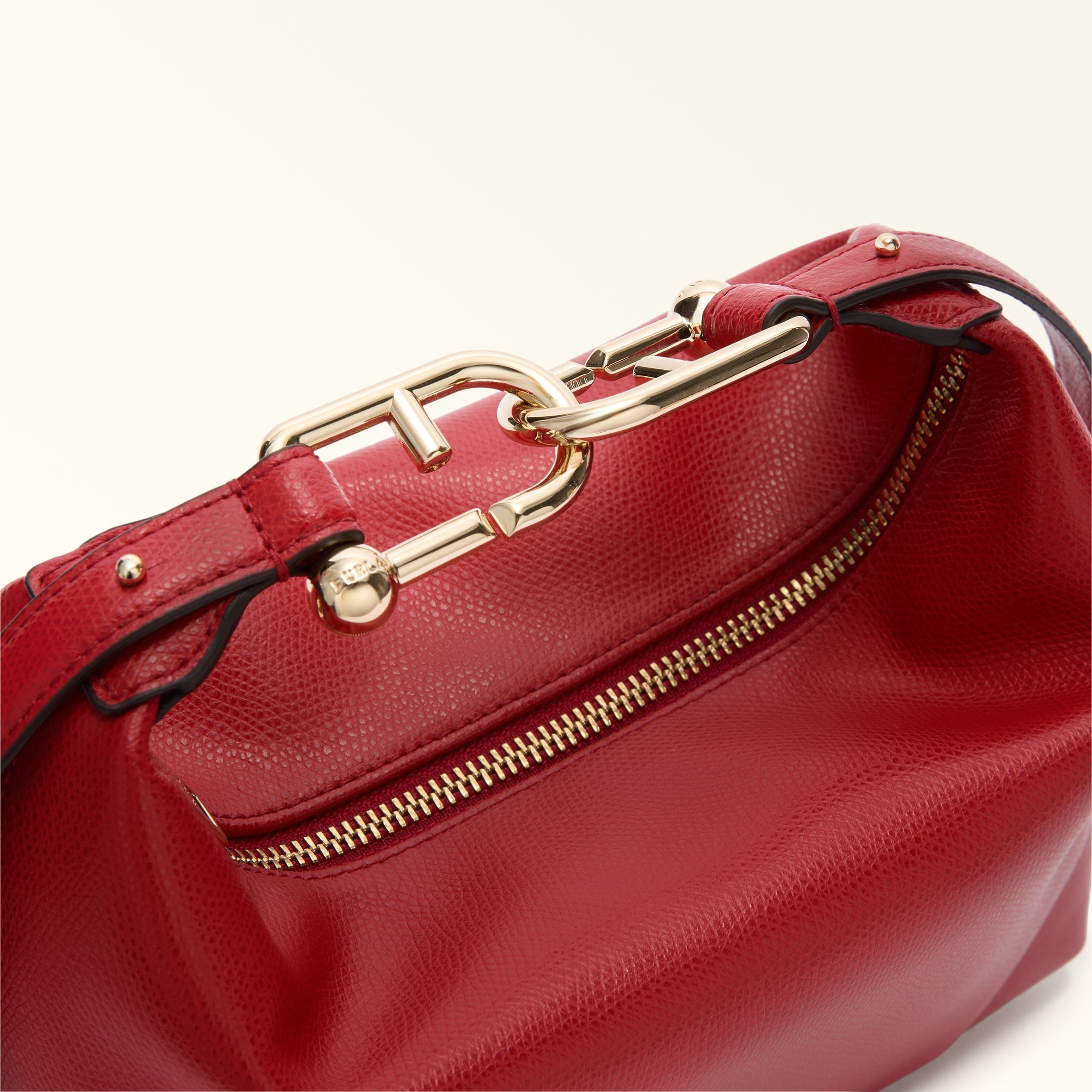 FURLA TONIE MINI HOBO BAG IN RED LEATHER