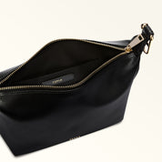 FURLA TONIE MINI HOBO BAG IN BLACK LEATHER