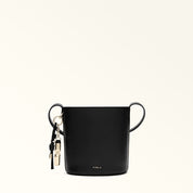 FURLA ROXIE MINI LEATHER BUCKET BAG, BLACK