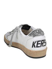 GOLDEN GOOSE BALLSTAR SNEAKERS IN WHITE AND SILVER LEATHER