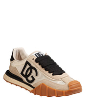DOLCE & GABBANA SNEAKERS ATHLETIC IN TESSUTO COLORE AVORIO E NERO