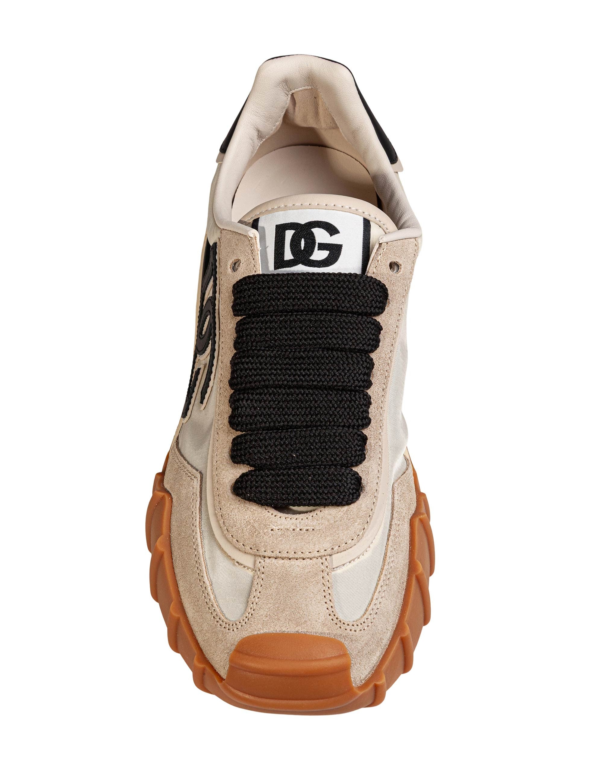 DOLCE & GABBANA SNEAKERS ATHLETIC IN TESSUTO COLORE AVORIO E NERO