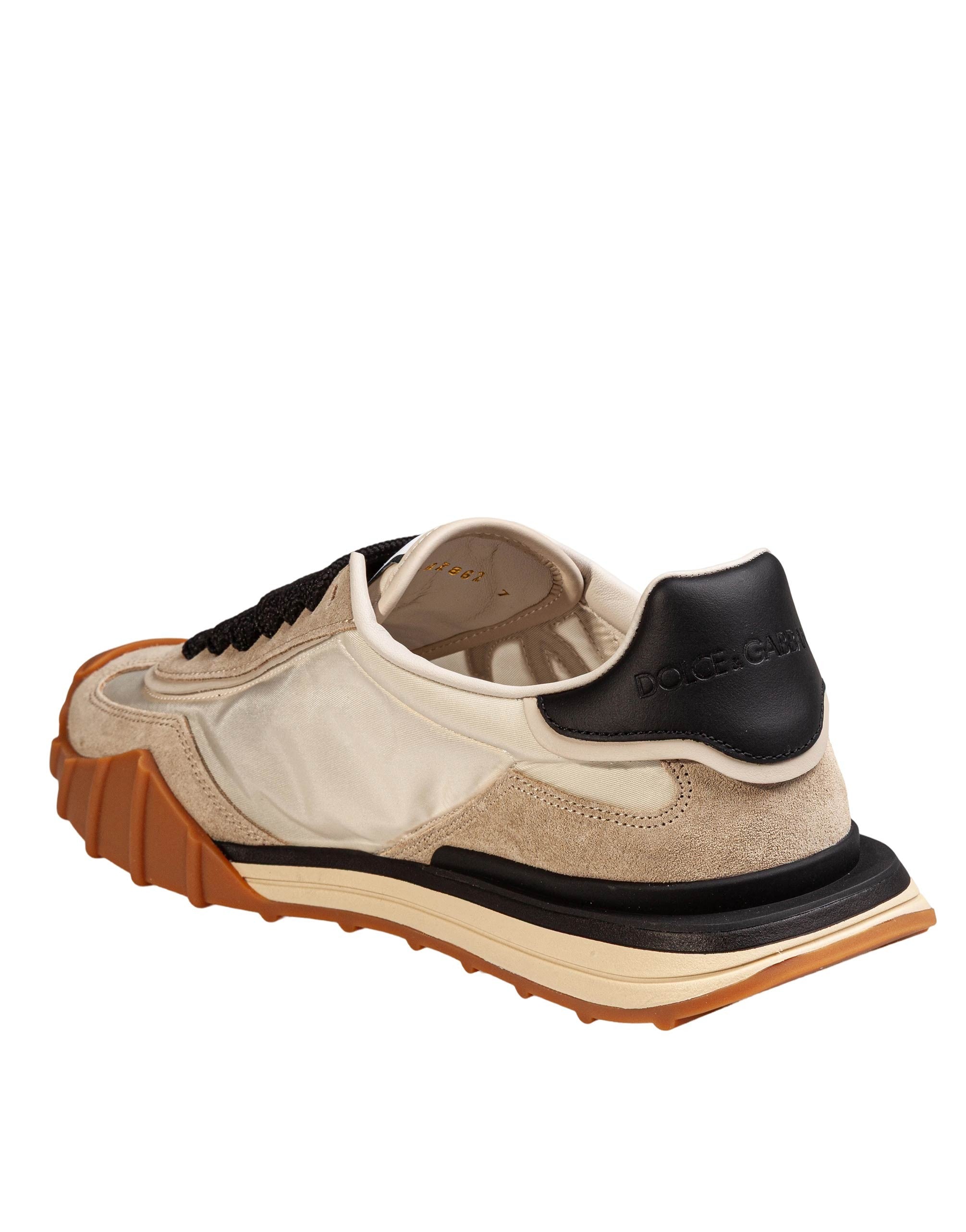 DOLCE & GABBANA SNEAKERS ATHLETIC IN TESSUTO COLORE AVORIO E NERO
