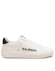 BALMAIN B COURT WHITE LEATHER SNEAKERS WITH SIDE LOGO