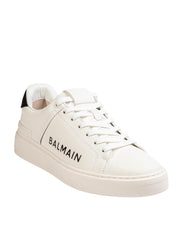 BALMAIN B COURT WHITE LEATHER SNEAKERS WITH SIDE LOGO