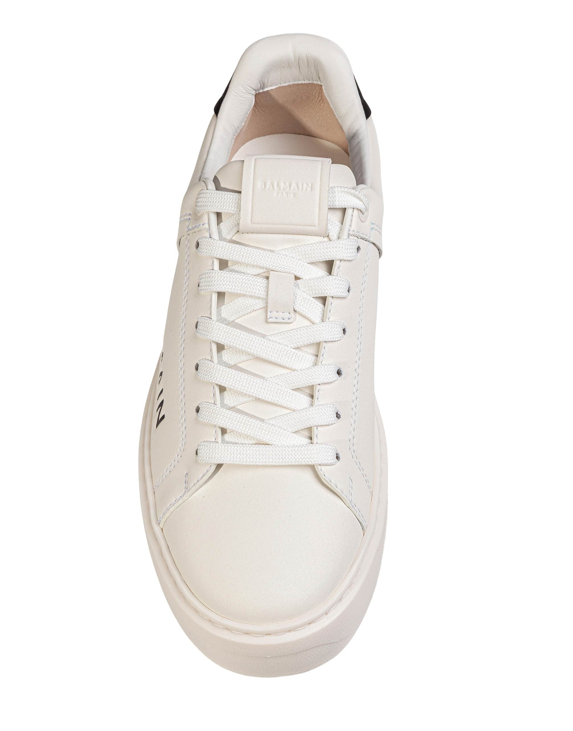 BALMAIN B COURT WHITE LEATHER SNEAKERS WITH SIDE LOGO