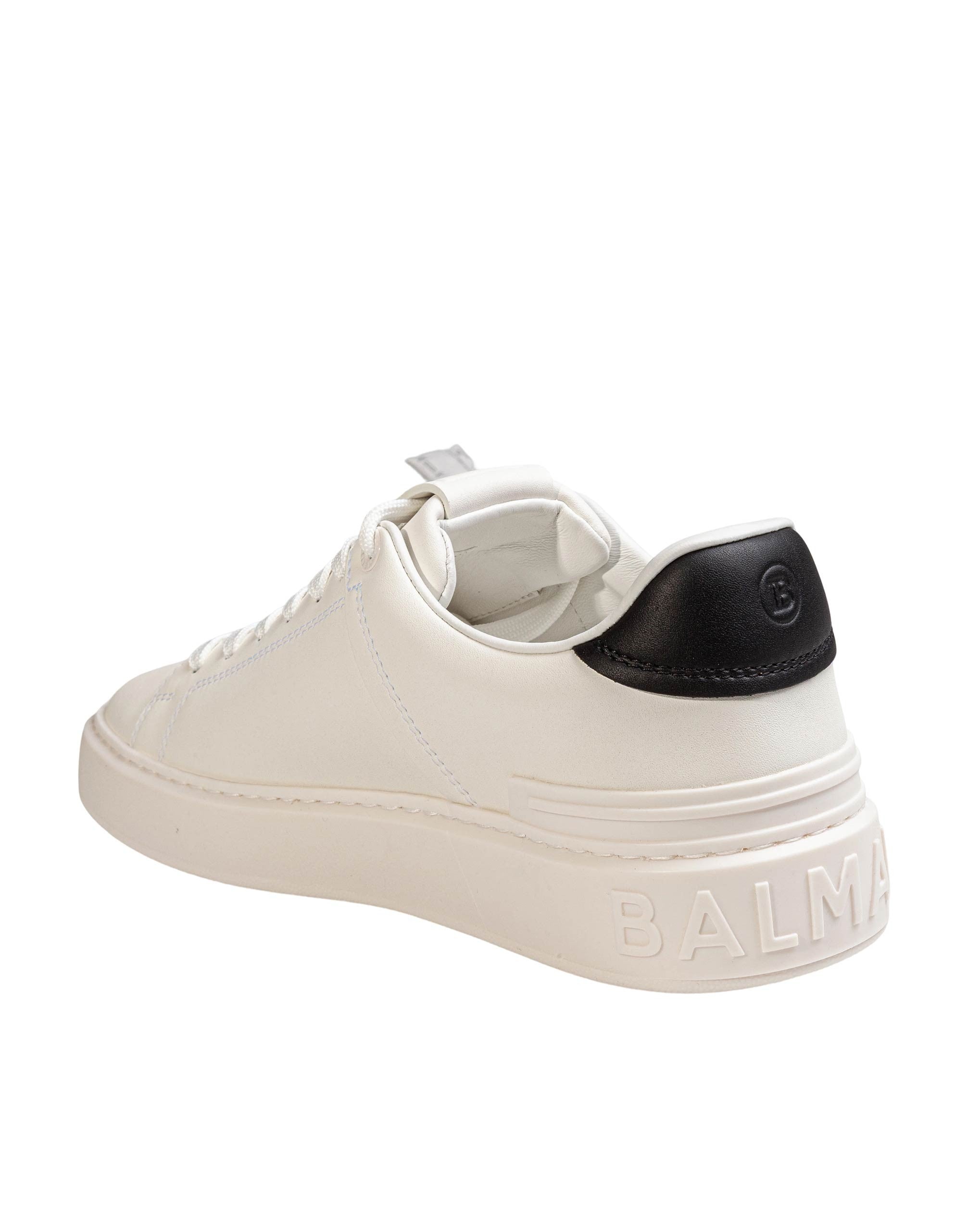 BALMAIN B COURT WHITE LEATHER SNEAKERS WITH SIDE LOGO