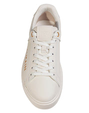BALMAIN SNEAKERS B COURT IN PELLE BIANCA CON LOGO LATERALE DORATO