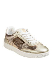 BALMAIN SNEAKERS SWAN IN PELLE LAMINATA COLORE ORO