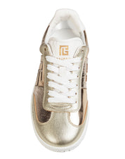 BALMAIN SNEAKERS SWAN IN PELLE LAMINATA COLORE ORO