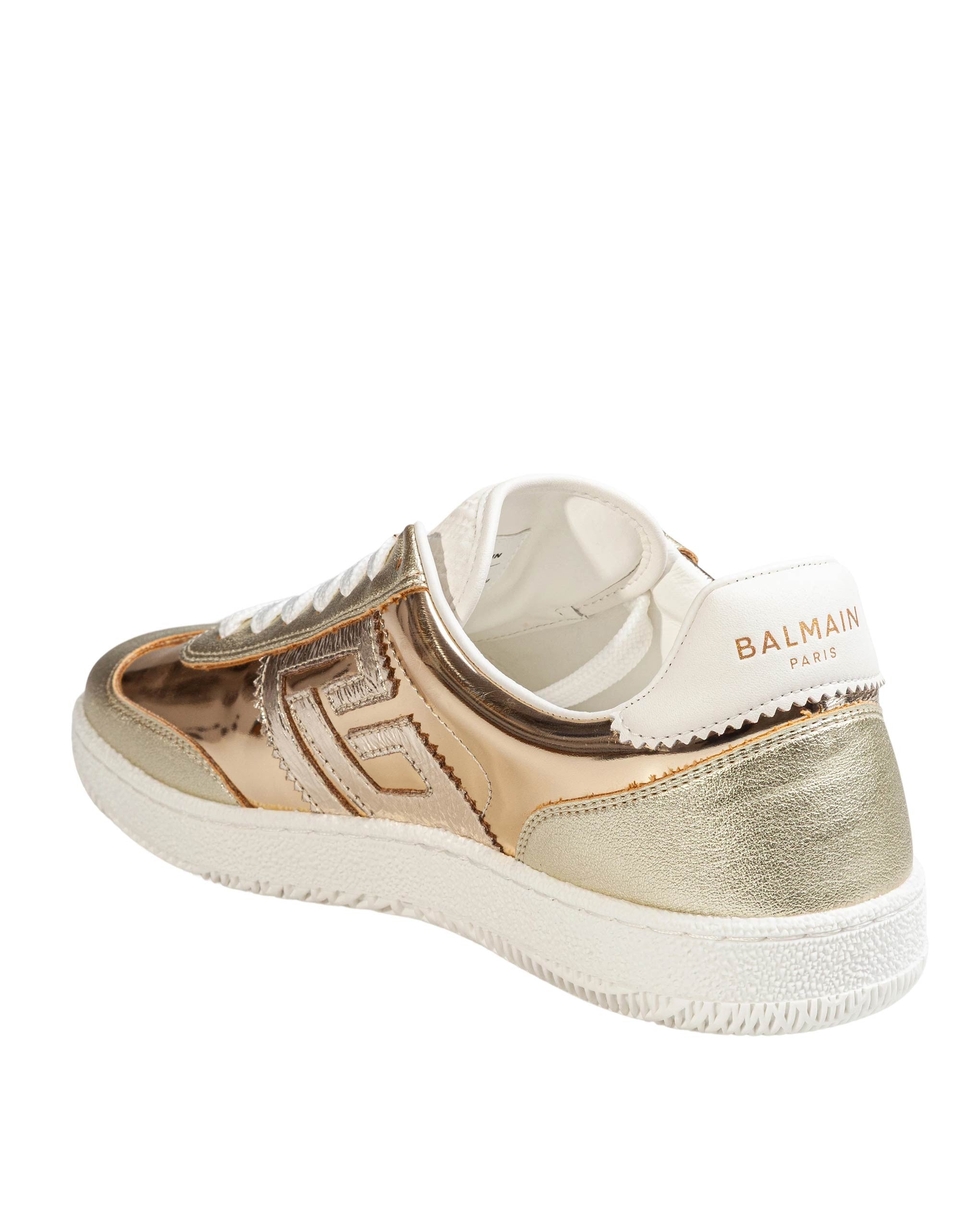 BALMAIN SNEAKERS SWAN IN PELLE LAMINATA COLORE ORO
