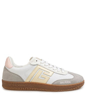 BALMAIN SWAN SNEAKERS IN SUEDE AND CANVAS, IVORY AND WHITE